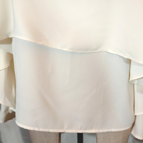 Chico's Blouse, Women, Ivory, Winged Sleeves Round Neck, Layers, 1 or L. US - Picture 8 of 10